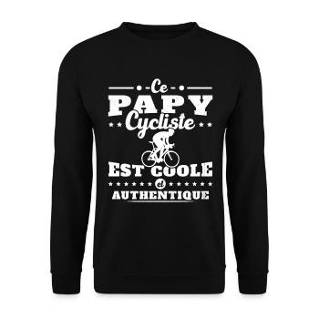 Ce papy cycliste est coole et authentique - Sweat-shirt Unisexe - noir - Devant - Alina (178cm) & Michal (187cm)