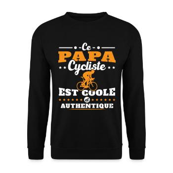 Ce papa cycliste est coole et authentique - Sweat-shirt Unisexe - noir - Devant - Alina (178cm) & Michal (187cm)