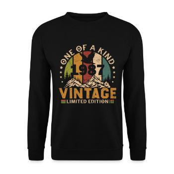 1987 Vintage Nées En 1987 Cadeau D'anniversaire - Sweat-shirt Unisexe - noir - Devant - Alina (178cm) & Michal (187cm)