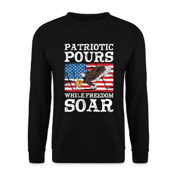 USA Independence Beer Drinking Freedom - Unisex Sweatshirt - black - Front - Alina (178cm) & Michal (187cm)