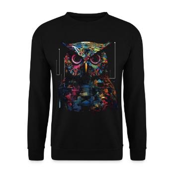 Owl Night Bird Bird Animal Gift Art - Unisex Sweatshirt - black - Front - Alina (178cm) & Michal (187cm)