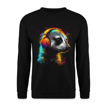 Meerkat Headphones Animal Music Art Musician - Unisex Sweatshirt - black - Front - Alina (178cm) & Michal (187cm)