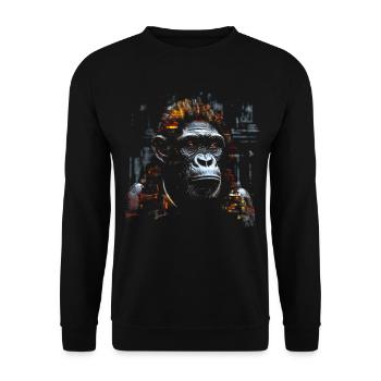 Monkey Art Chinese Architecture Animal Lover - Unisex Sweatshirt - black - Front - Alina (178cm) & Michal (187cm)