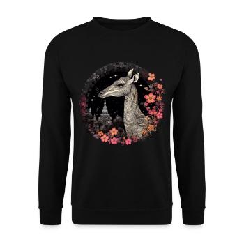 Giraffe Animal Africa Gift Animal Lover Zoo - Unisex Sweatshirt - black - Front - Alina (178cm) & Michal (187cm)
