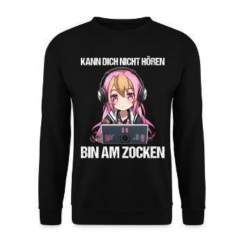 Gaming Konsole PC Zockerin Mädchen Gamer Girl - Unisex Pullover - Schwarz - Vorne - Alina (178cm) & Michal (187cm)