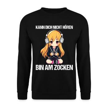 Gaming Konsole PC Zockerin Mädchen Gamer Girl - Unisex Pullover - Schwarz - Vorne - Alina (178cm) & Michal (187cm)