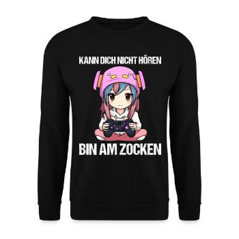 Gaming Konsole PC Zockerin Mädchen Gamer Girl - Unisex Pullover - Schwarz - Vorne - Alina (178cm) & Michal (187cm)