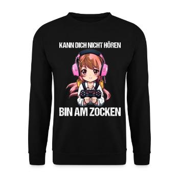 Gaming Konsole PC Zockerin Mädchen Gamer Girl - Unisex Pullover - Schwarz - Vorne - Alina (178cm) & Michal (187cm)