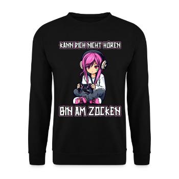 Gaming Konsole PC Zockerin Mädchen Gamer Girl - Unisex Pullover - Schwarz - Vorne - Alina (178cm) & Michal (187cm)