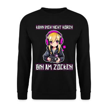 Gaming Konsole PC Zockerin Mädchen Gamer Girl - Unisex Pullover - Schwarz - Vorne - Alina (178cm) & Michal (187cm)