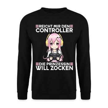 Gaming Konsole PC Zockerin Mädchen Gamer Girl - Unisex Pullover - Schwarz - Vorne - Alina (178cm) & Michal (187cm)