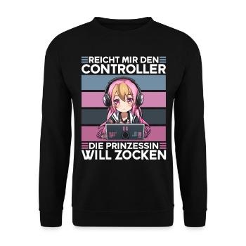 Gaming Konsole PC Zockerin Mädchen Gamer Girl - Unisex Pullover - Schwarz - Vorne - Alina (178cm) & Michal (187cm)