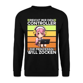 Gaming Konsole PC Zockerin Mädchen Gamer Girl - Unisex Pullover - Schwarz - Vorne - Alina (178cm) & Michal (187cm)