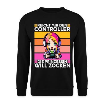 Gaming Konsole PC Zockerin Mädchen Gamer Girl - Unisex Pullover - Schwarz - Vorne - Alina (178cm) & Michal (187cm)