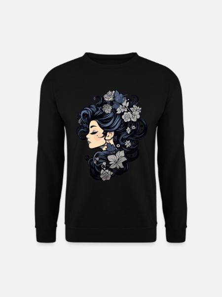 Femme gothique avec des fleurs magiques de beauté sombre - Sweat-shirt Unisexe - noir