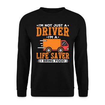 Chauffeur-livreur, j’apporte de la nourriture, conduit - Sweat-shirt Unisexe - noir - Devant - Alina (178cm) & Michal (187cm)