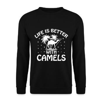 Life is better with camels, desert animals, - Unisex Sweatshirt - black - Front - Alina (178cm) & Michal (187cm)