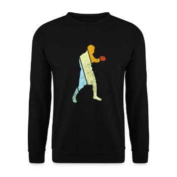 Boxen Retro - Unisex Pullover - Schwarz - Vorne - Alina (178cm) & Michal (187cm)