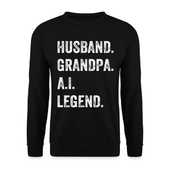 Mari. Papi. A.I. Légende. - Grand-père Ai Artifi - Sweat-shirt Unisexe - noir - Devant - Alina (178cm) & Michal (187cm)
