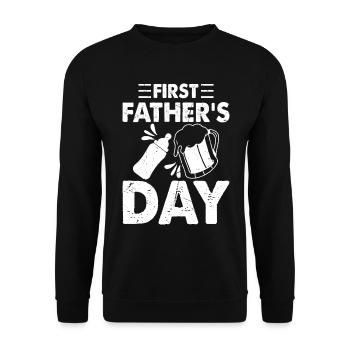 First Father's Day - Beer And Baby Bottle First Fa - Unisex Pullover - Schwarz - Vorne - Alina (178cm) & Michal (187cm)