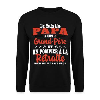 Cadeau de retraite drôle pour grand père pompier - Sweat-shirt Unisexe - noir - Devant - Alina (178cm) & Michal (187cm)