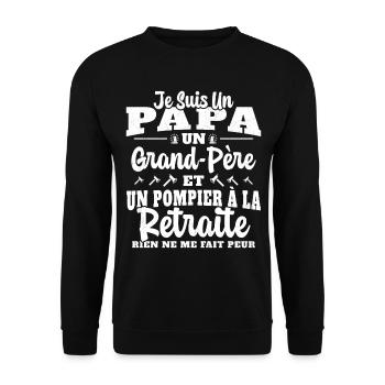 Cadeau de retraite drôle pour grand père pompier - Sweat-shirt Unisexe - noir - Devant - Alina (178cm) & Michal (187cm)