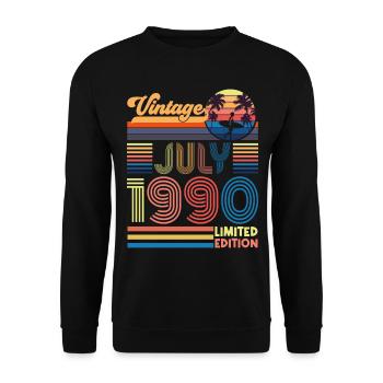 Jubiläum Juli 1990. Geschenk Juli 1990. - Unisex Pullover - Schwarz - Vorne - Alina (178cm) & Michal (187cm)