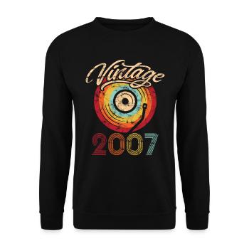 2007 Anniversaire Vinyle Vintage - Sweat-shirt Unisexe - noir - Devant - Alina (178cm) & Michal (187cm)