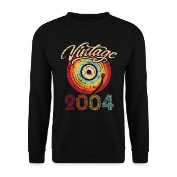 2004 Anniversaire Vinyle Vintage - Sweat-shirt Unisexe - noir - Devant - Alina (178cm) & Michal (187cm)