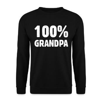 100% Grandpa - Funny Father's Day Grandpa - 100% G - Unisex Pullover - Schwarz - Vorne - Alina (178cm) & Michal (187cm)