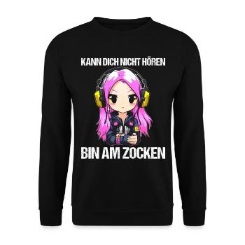 Gaming Konsole PC Zockerin Mädchen Gamer Girl - Unisex Pullover - Schwarz - Vorne - Alina (178cm) & Michal (187cm)