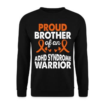 Brother of ADHD Syndrome Warrior Awareness Orange - Unisex Sweatshirt - black - Front - Alina (178cm) & Michal (187cm)