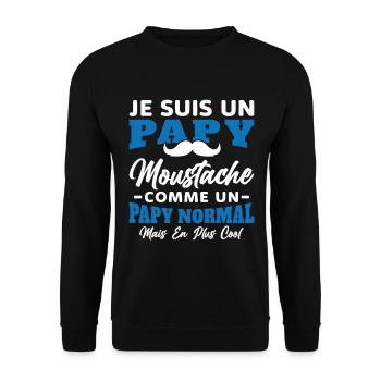 Un papy moustache comme un papy normal - Sweat-shirt Unisexe - noir - Devant - Alina (178cm) & Michal (187cm)