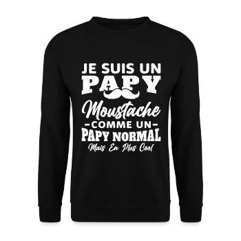 Un papy moustache comme un papy normal - Sweat-shirt Unisexe - noir - Devant - Alina (178cm) & Michal (187cm)