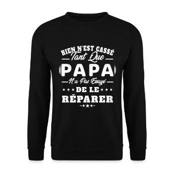 Papa Essayé De Le Réparer Cadeau Papa Bricoleur - Sweat-shirt Unisexe - noir - Devant - Alina (178cm) & Michal (187cm)