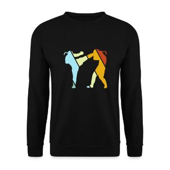 Kampfsport Retro - Unisex Pullover - Schwarz - Vorne - Alina (178cm) & Michal (187cm)