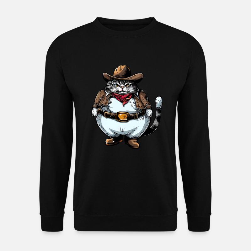 Fette Cowboy Katze - Unisex Pullover - Schwarz