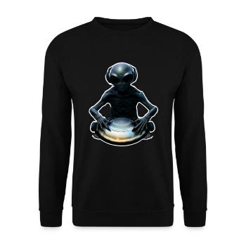 Alien Handpan Spieler - Unisex Pullover - Schwarz - Vorne - Alina (178cm) & Michal (187cm)