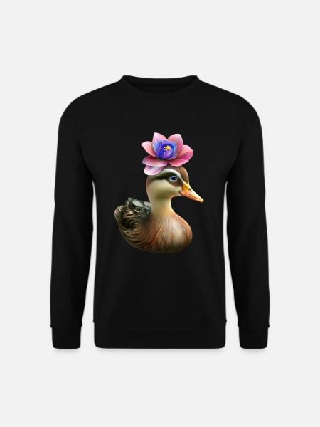 Duck with flower hat - Unisex Sweatshirt - black