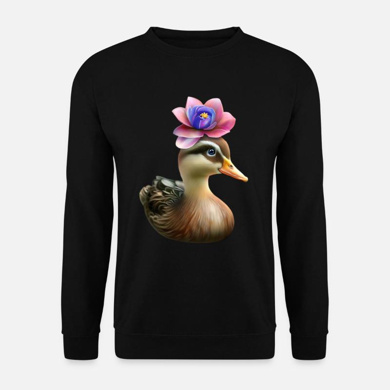 Duck with flower hat - Unisex Sweatshirt - black