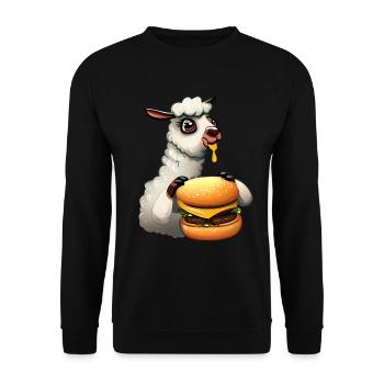 Lama mangeur de cheeseburger - Sweat-shirt Unisexe - noir - Devant - Alina (178cm) & Michal (187cm)