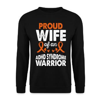 Wife of Adhd Syndrome Warrior Awareness Orange - Unisex Sweatshirt - black - Front - Alina (178cm) & Michal (187cm)