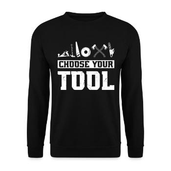 Choisissez votre outil - Équipement de menuiserie et menuiserie - Sweat-shirt Unisexe - noir - Devant - Alina (178cm) & Michal (187cm)