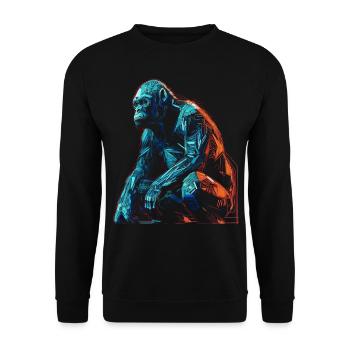 Gorilla Animal Monkey Zoo Animal Motif Animal Lover - Sweat-shirt Unisexe - noir - Devant - Alina (178cm) & Michal (187cm)