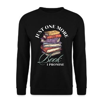 Just One More Book I Promise: Bücherwürmer Design - Unisex Pullover - Schwarz - Vorne - Alina (178cm) & Michal (187cm)