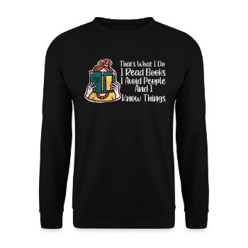 Book Lover Literature Book Reading Novels - Unisex Sweatshirt - black - Front - Alina (178cm) & Michal (187cm)