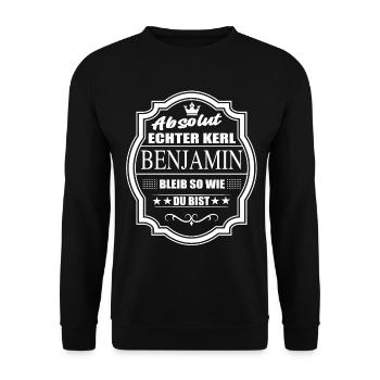 Absolut Echter Kerl Benjamin Bleib So Wie Du Bist - Unisex Pullover - Schwarz - Vorne - Alina (178cm) & Michal (187cm)