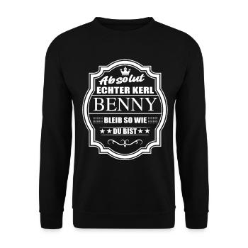 Absolut Echter Kerl Benny Bleib So Wie Du Bist - Unisex Pullover - Schwarz - Vorne - Alina (178cm) & Michal (187cm)