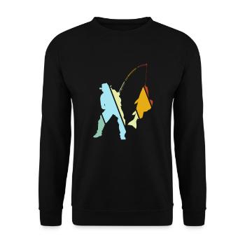 Fishing Retro - Unisex Sweatshirt - black - Front - Alina (178cm) & Michal (187cm)