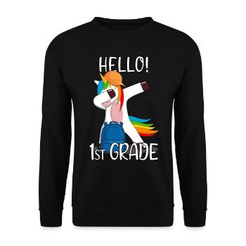 Licorne de l’école élémentaire de première année de 1ère année - Sweat-shirt Unisexe - noir - Devant - Alina (178cm) & Michal (187cm)